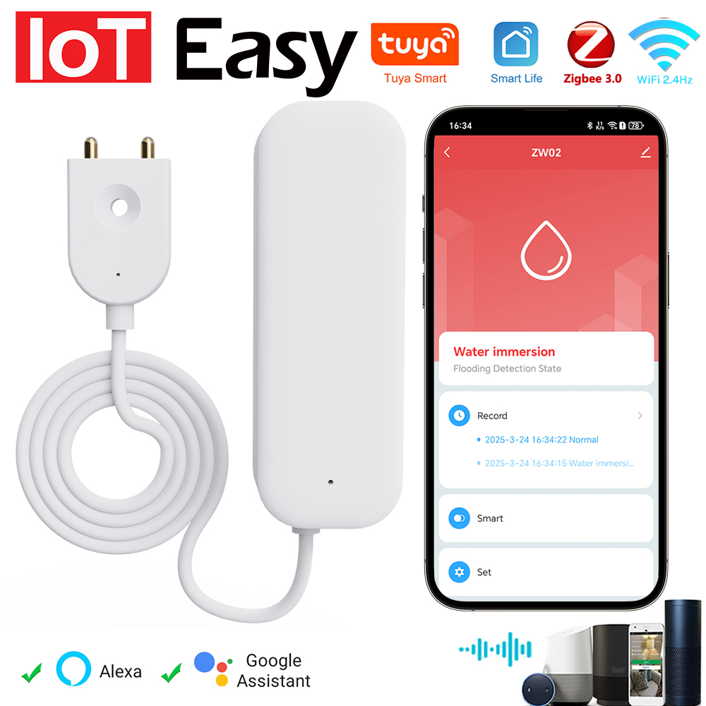 Tuya WiFi ZigBee Sensor de agu - Wifi Water Sensor reseña y precio