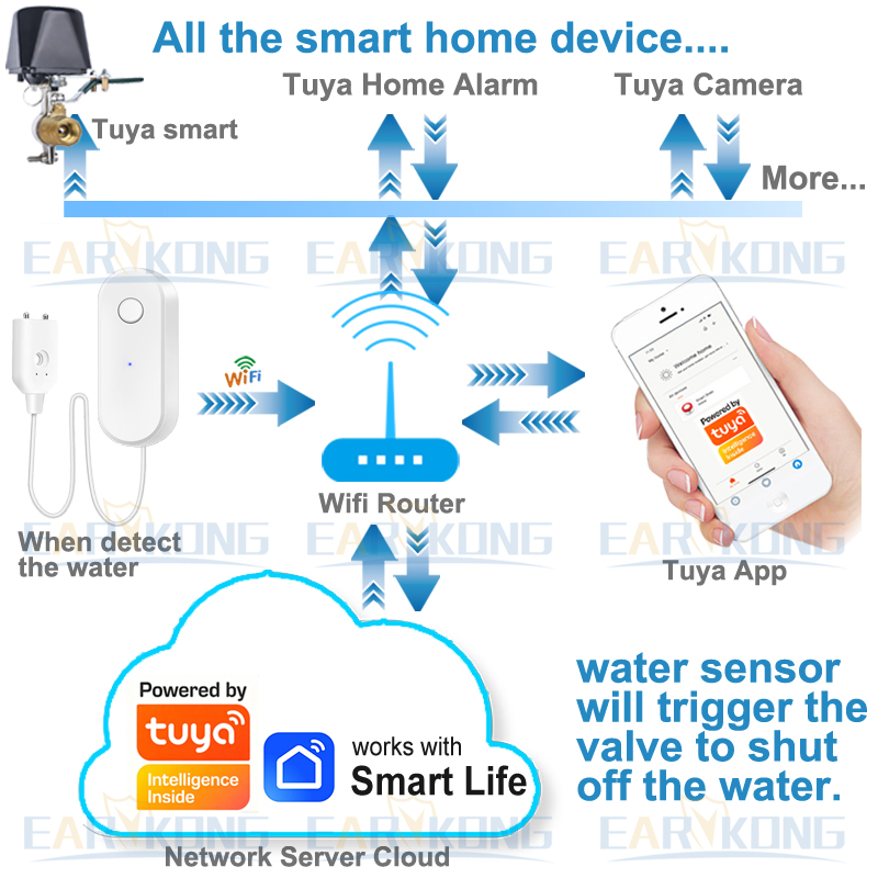 Tuya-Sensor inteligente de fug - Wifi Water Sensor reseña y precio